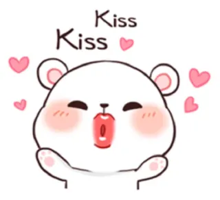 😘 Kiss Kiss kiss, love, cute, bear, hearts, cartoon, kawaii telegram sticker