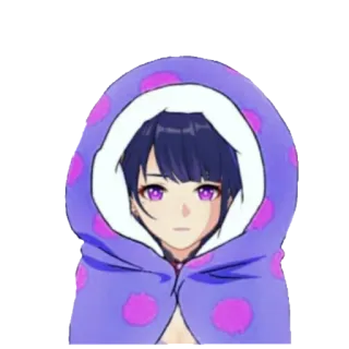 😐 anime girl, hoodie, purple, cute, cartoon, sticker telegram sticker