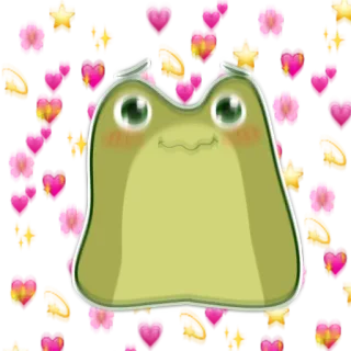 💖 frog, cute, kawaii, animal, cartoon, heart, flower telegram sticker