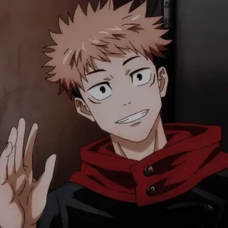 🍷 Yuji Itadori Jujutsu Kaisen Anime, Yuji Itadori, Jujutsu Kaisen, Cartoon, Gruß, Winken, Anime Charakter whatsapp sticker