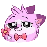 💮 mèo, hoa, nơ, dễ thương, động vật, hoạt hình telegram sticker