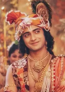 ☺️ Krishna Hinduism, Indian culture, deity, religious figure, spiritual, artwork, traditional clothing telegram sticker