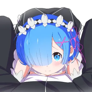 🥺 Rem Re:Zero − Starting Life in Another World anime, Rem, Re Zero, dễ thương, cô gái, tóc xanh telegram sticker