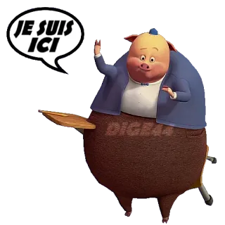 🙋‍♀ JE SUIS ICI pig, cartoon, speech bubble, french, animation telegram sticker