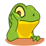 🙄 ếch, hoạt hình, động vật, xanh lá, dễ thương, kawaii telegram sticker