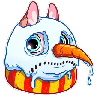 ☹ bonhomme de neige, dessin animé, hiver, mignon, fondu, givré telegram sticker