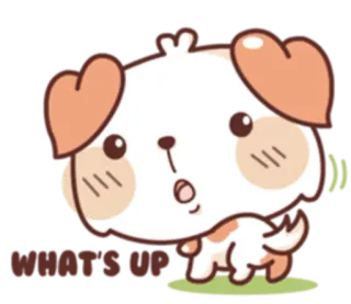 🙂 What's up? 개, 귀여운, 강아지, 만화, 동물, 스티커 telegram sticker