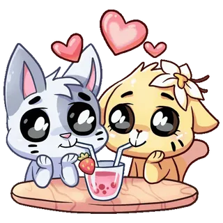 ❤ gatto, cane, carino, kawaii, animali, amore, cuori telegram sticker