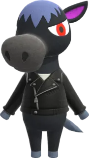 🐎 Rodeo animal crossing, rodeo, bewohner, pferd, schwarz, lederjacke telegram sticker