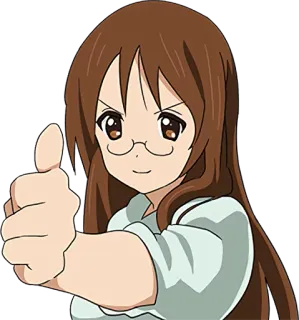 👍 anime, girl, thumbs up, glasses, approval telegram sticker