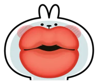 😘 dessin animé, lèvres, lapin, mignon, autocollant telegram sticker