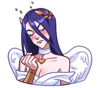 😏 anime, angel, character, cartoon, purple hair, wings telegram sticker