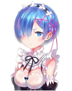 😡 Rem anime, maid, Re:Zero, blue hair, cute, girl whatsapp sticker