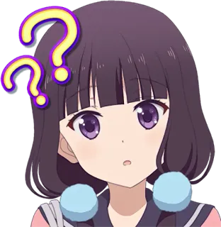 ❓ anime, vraag, verward, cartoon, meisje, denken telegram sticker