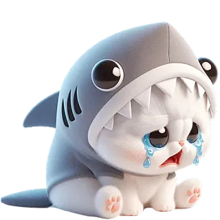 😭 gato, tiburón, llorando, triste, lindo, animal, gatito whatsapp sticker