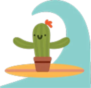🌌 cactus, surf, onda, pianta, estate, spiaggia, divertimento telegram sticker