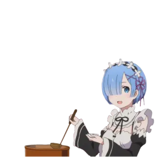 👩‍🍳 Rem Аниме, Горничная, Re Zero, Кулинария whatsapp sticker