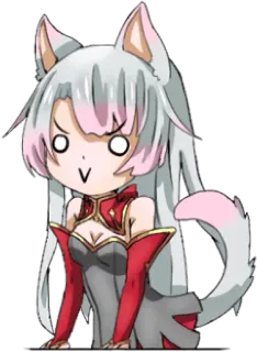 😯 애니메이션, 고양이귀, SD캐릭터, 귀여운, 카와이, 밈, 웃긴, 표정 telegram sticker