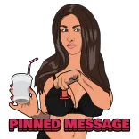📌 PINNED MESSAGE message, pinned, woman, drink, pointing telegram sticker