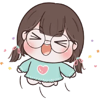 🥨 Cartone animato, Ragazza, Occhiali, Carino, Cuore telegram sticker