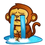 😭 singe, pleurer, triste, larmes, emoji, dessin animé whatsapp sticker