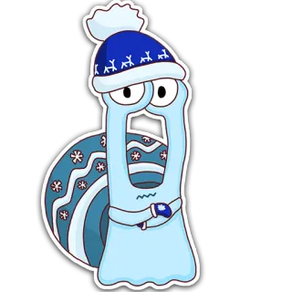 ❄️ caracol, inverno, chapéu, flocos de neve, fofo, desenho animado, azul telegram sticker