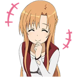 😂 Asuna Yuuki Sword Art Online anime, cartoon, character, cheerful, smiling, female, Asuna whatsapp sticker