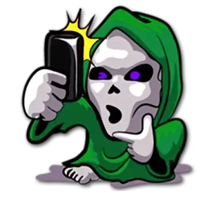 📞 저승사자, 죽음, 해골, 셀카, 후드 쓴 사람, 만화 telegram sticker