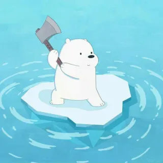 ✨ Ice Bear We Bare Bears oso, hielo, dibujos animados, hacha, iceberg, oso polar telegram sticker