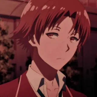 🏓 アニメ, 男の子, 赤い髪, 真剣, ポートレート telegram sticker