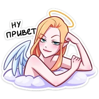 🔞 Ну привет angel, greeting, blonde, hello, female, cartoon telegram sticker