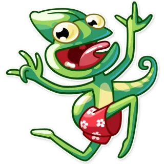 😄 chameleon, cartoon, beach, animal, lizard, cute, summer telegram sticker