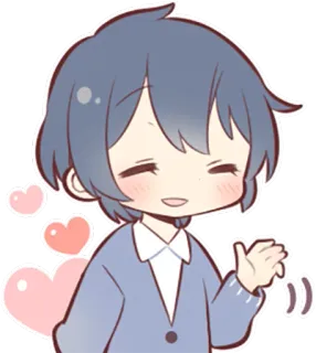 👋 Мультфильм, Милый, Сердечки, Машет, Аниме, Манга, Каваий telegram sticker