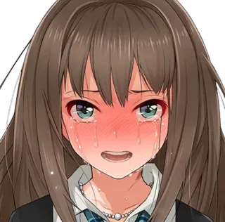 😭 anime, piangere, triste, emozionale, ragazza, uniforme scolastica, lacrime whatsapp sticker