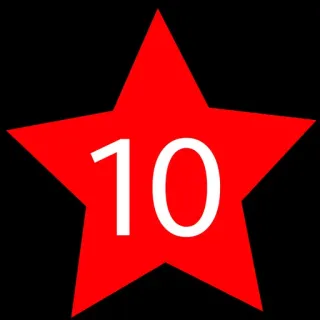 🔟 10 bintang, nomor, merah, lencana, skor telegram sticker