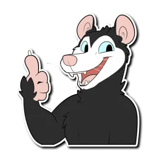 👍 opossum, jempol ke atas, hewan kartun, mamalia, imut, stiker whatsapp sticker