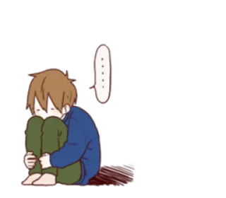 😶 sad, anime, cartoon, character, depressed, emotional whatsapp sticker