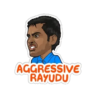 😡 AGGRESSIVE RAYUDU cartoon, sticker, aggressive, rayudu, cricket whatsapp sticker