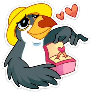 💍 bird, engagement, wedding, ring, love, proposal, cartoon, cute telegram sticker