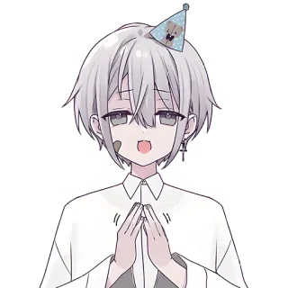 🥳 anime, cartoon, cute, party hat, sticker, celebration telegram sticker