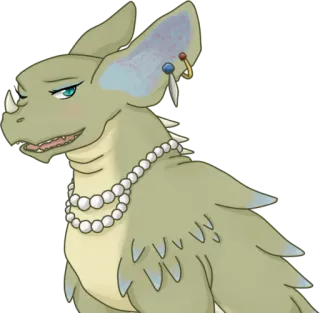 😊 Antro, Reptiliano, Criatura fantástica, Collar de perlas, Furry whatsapp sticker