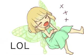 🤣 LOL 妖精, 笑, 絵文字, 漫画, 翼, かわいい, 面白い telegram sticker