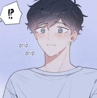 🐚 !? drip drip Аниме, Манга, Плач, Грустный, Вопрос, Слезы, Мультфильм whatsapp sticker