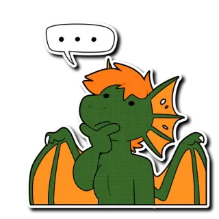 😐 ... dragão, pensando, desenho animado, adesivo, pergunta telegram sticker