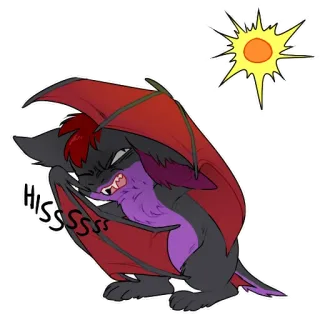 ☀️ HISSSSS murciélago, dibujo animado, animal, criatura, sol, siseo, lindo telegram sticker