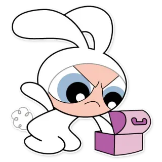😡 Buttercup The Powerpuff Girls Cartone animato, Coniglio, Arrabbiato, Ragazza, Le Superchicche, Scatola telegram sticker
