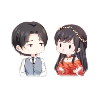 😗 Chibi, Para, Kreskówka, Romantyczny, Słodki telegram sticker