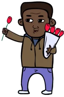 🌹 мультфильм, персонаж, человек, мужчина, цветы, розы telegram sticker