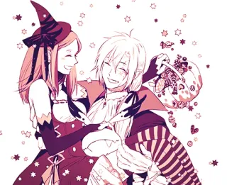 😘 halloween, penyihir, vampir, anime, kostum, permen, bintang telegram sticker