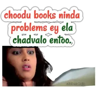 😆 choodu books ninda problems ey ela chadavalo entoo., telegram sticker